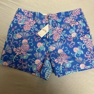 NWT Lilly Pulitzer Blue and Pink Floral Women's Shorts